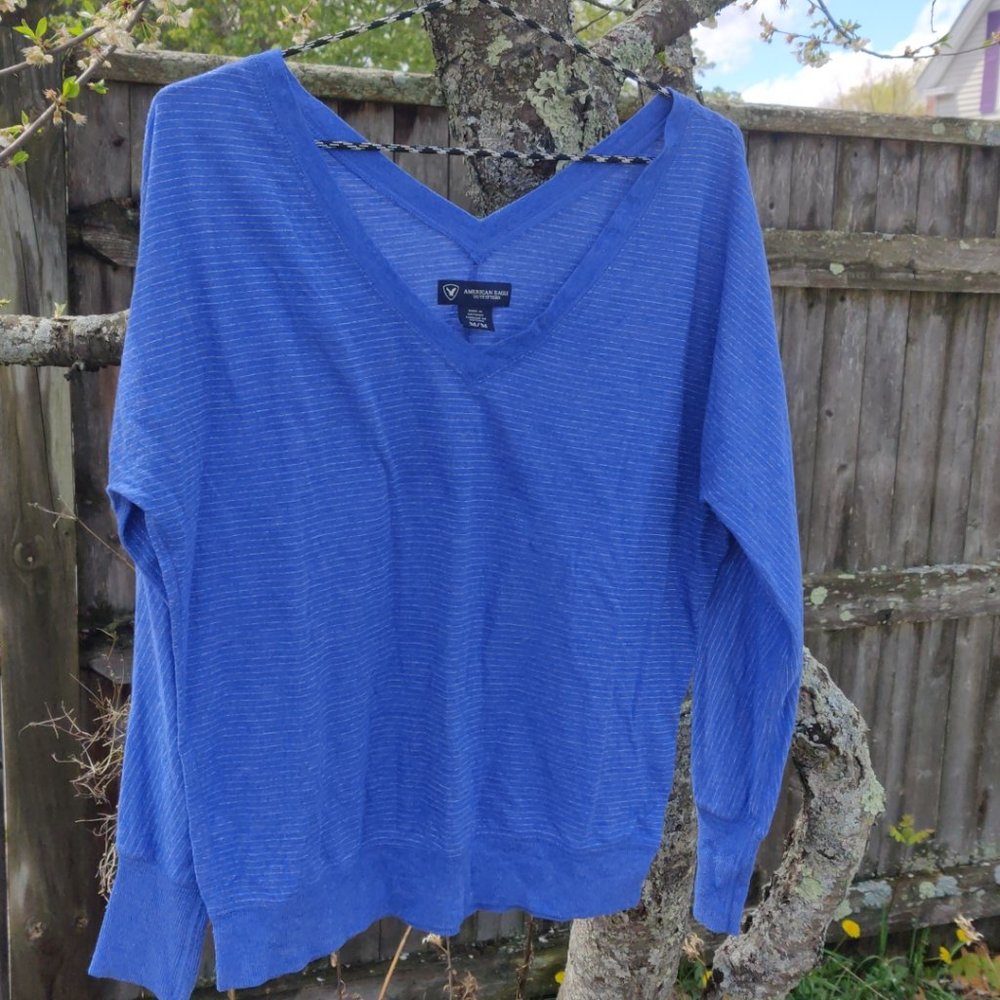 Blue Long‎ Sleeve Scoop Neck Top American Eagle M